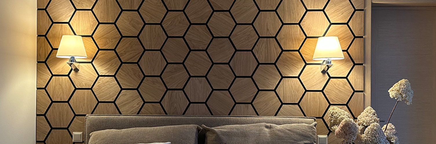 Natural Oak Hexagon Acoustic Panels