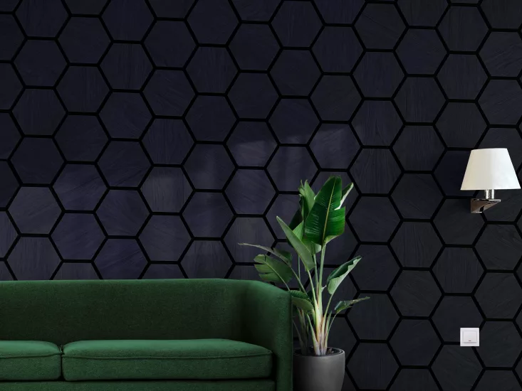 Wallterra hexagon acoustic panels blackash