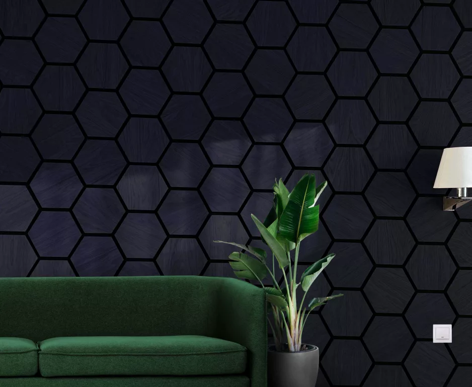 Wallterra hexagon acoustic panels blackash