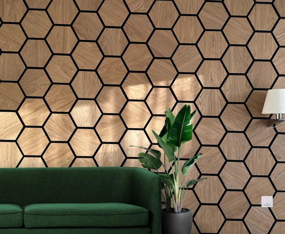 Wallterra hexagon acoustic panels oak