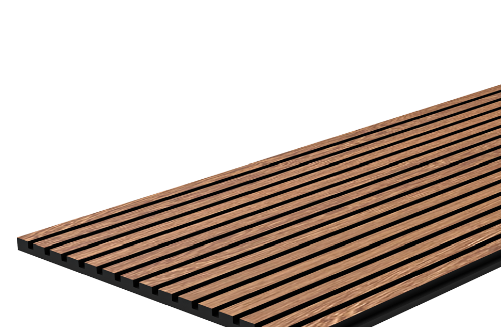 Wooden slat design featuring black and brown stripes, perfect for complementing a bedroom accent wall.